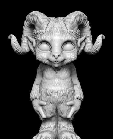 Cute faun fantasy character digitally sculpted for professional 3D sculptural services