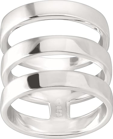 Modernist Clean Lines Multi-band Design in Sterling Silver Ring. Silpada