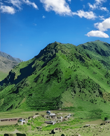 a mountain scenin kaghan valley with Himalayan mountain range in the background