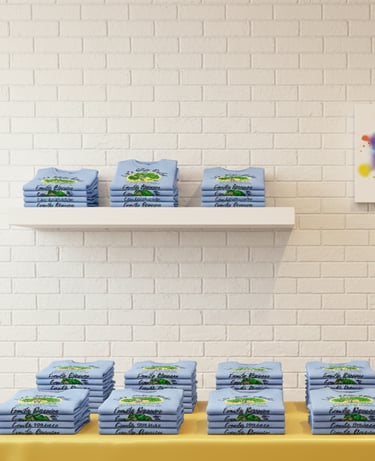 Design-A-Tee Company family reunion custom t-shirts with tree design on a Carolina Blue t-shirt