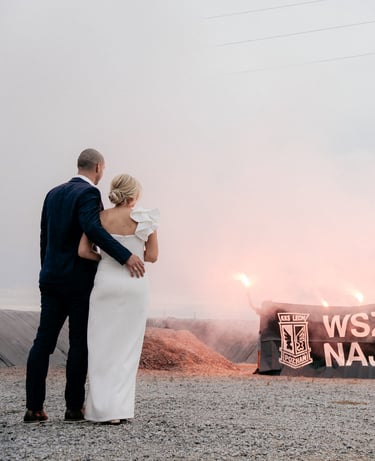 baner ślubny napis wszystkiego najlepszego brama weselna kibice lecha poznań