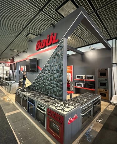 Ödül Metal Goods exhibition booth at IFA Berlin 2025 with illuminated pillars 