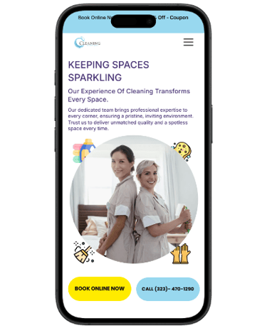 Sitio web de servicios de limpieza profesional con listados claros y reservas fáciles.