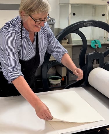 Karen working in the print room at Dumfries House