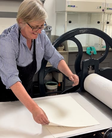 Karen working in the print room at Dumfries House