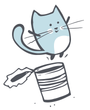 TinCat leaping enthusiastically from her tin