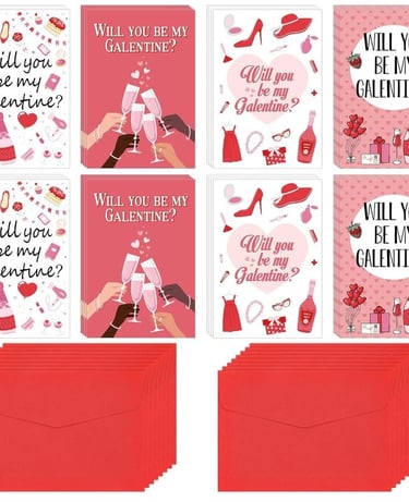  Harloon 20 Pcs Happy Galentine's Day Cards for Friends with Red Envelopes Retro 
