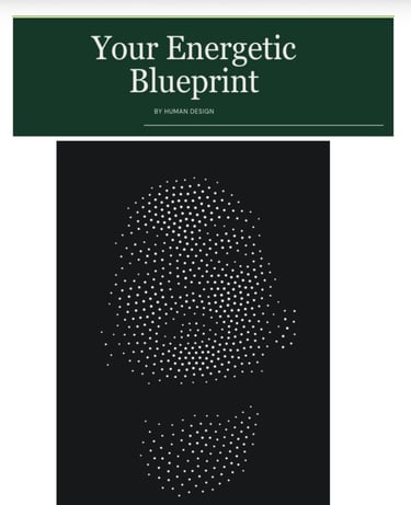 your energetic blueprint nuotrauka su juodai balta moters galva iš taškų