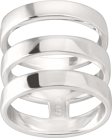 Modernist Clean Lines Multi-band Design in Sterling Silver Ring. Silpada