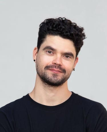 Gene Chaban, Boston-based sound designer and dialogue editor wearing a black shirt