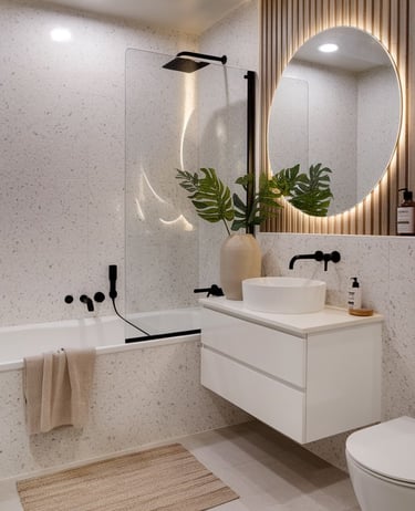 estetik seramik detaylı banyo tasarımı