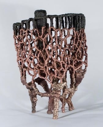 Metal sculpture titled Shaman, 1966, by Ibram Lassaw. Sculpture shown after cleaning.
