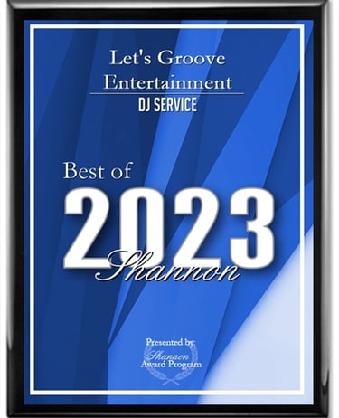 Best DJ service Award Let's Groove Entertainment for weddings and av tech services