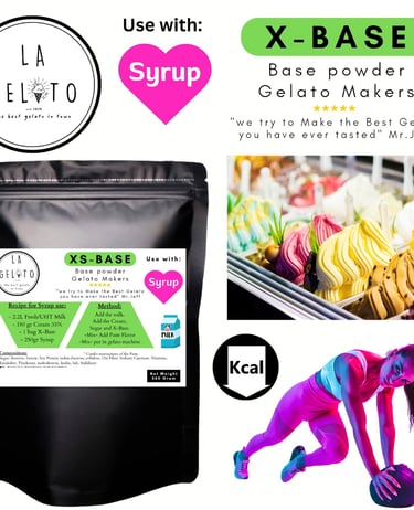 X-Gelato Syrup, Low Sugar, Low Fat, High protein anf vitamin Gelato Powder to use with Syrup