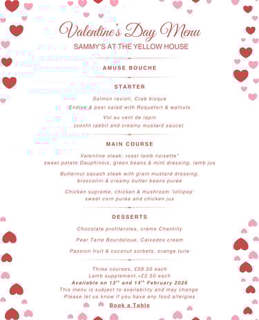 Sammy's Valentine's Day Menu