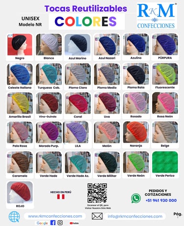 Tocas Reutilizables - Lavables - Tocas Malla- Redecilla - Cofias - Tocas negras - RKM Confecciones