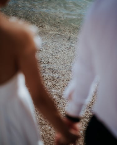 Bride and groom taking photos near Fort Lovrijenac, Dubrovnik