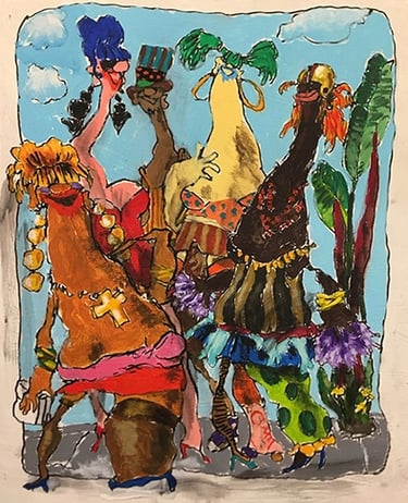 Painting by Stephen Holland titled "Beachtown."