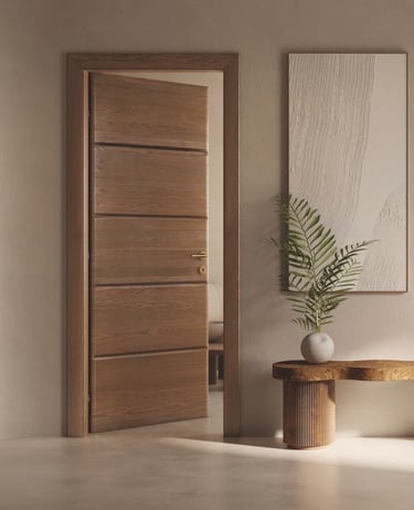 kapı ve pencere sistemleriyle tamamlanan iç mekan görünümü