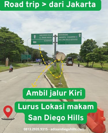 Petunjuk arah ke arah makam san diego hills memorial park dari arah jakarta