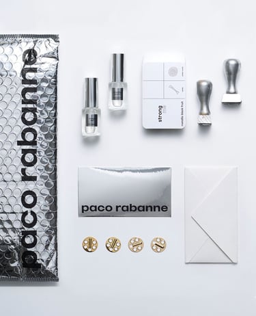 Éléments print Paco Rabanne - Parfums Pacollection - Flyers, cartes, pub, newsletter, gifs, comm
