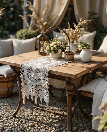 Close-up styled garden vignette showing layered textures