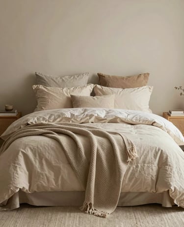 HYMOKEGE Beige Queen Comforter Set Seersucker 7 Pieces, All Season Luxury Bed