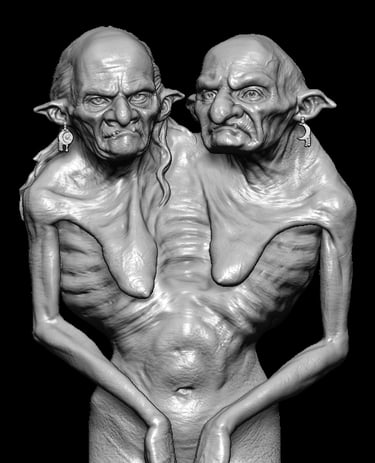 Original dual headed fantasy character designed through professional 3D sculptural services