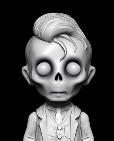 Stylised gothic boy character sculpt created using detailed 3D sculptural services
