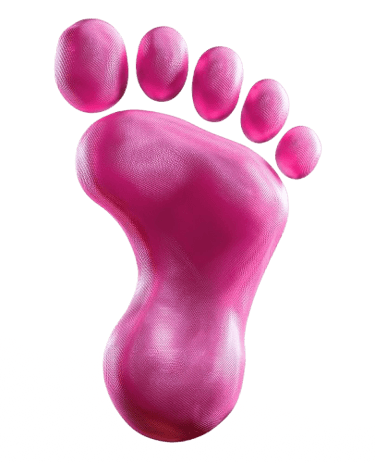 a pink 3d render foot print of a human's foot