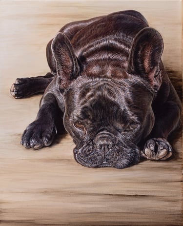 peinture animalière d'un chien noir