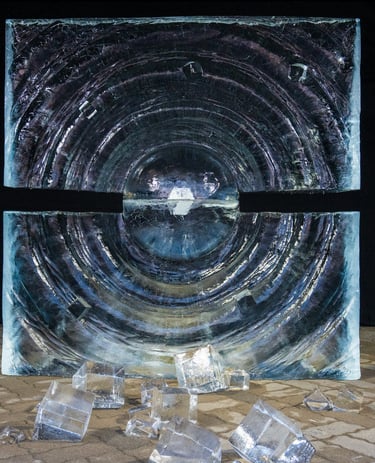 escultura de hielo monumental de 2 metros quantum singularity primer premio