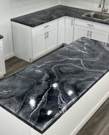 Epoxy Metallic Countertops in Grand Island Home
