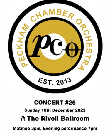 Peckham Chamber Orchestra programme for concert #25 on Sunday 10th December 2023