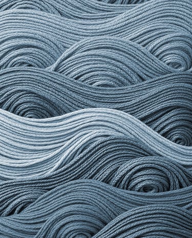 Reljef talasa napravljen od niti, plava boja. Ilustracija elementa VODA.