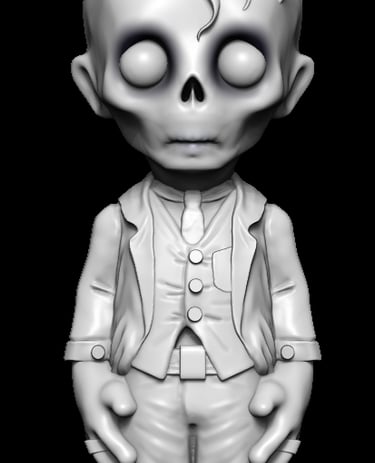 Stylised gothic boy character sculpt created using detailed 3D sculptural services