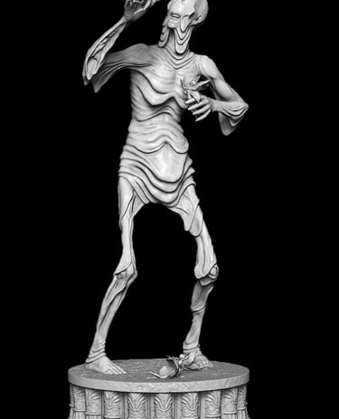 Stylised fantasy figure sculpture designed through professional 3D sculptural services