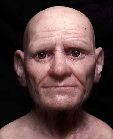 Hyper-realistic silicone head sculpt created using advanced 3D sculptural services
