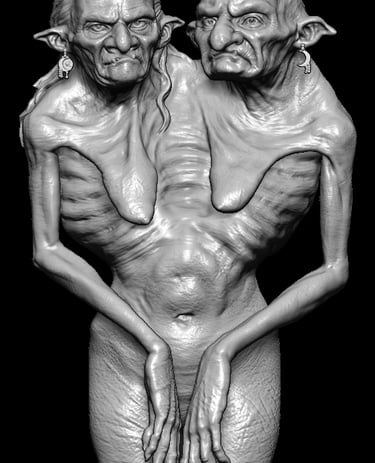 Original dual headed fantasy character designed through professional 3D sculptural services