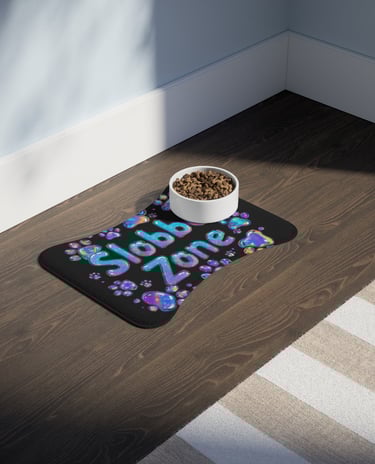 small slobber zone mat with bowl