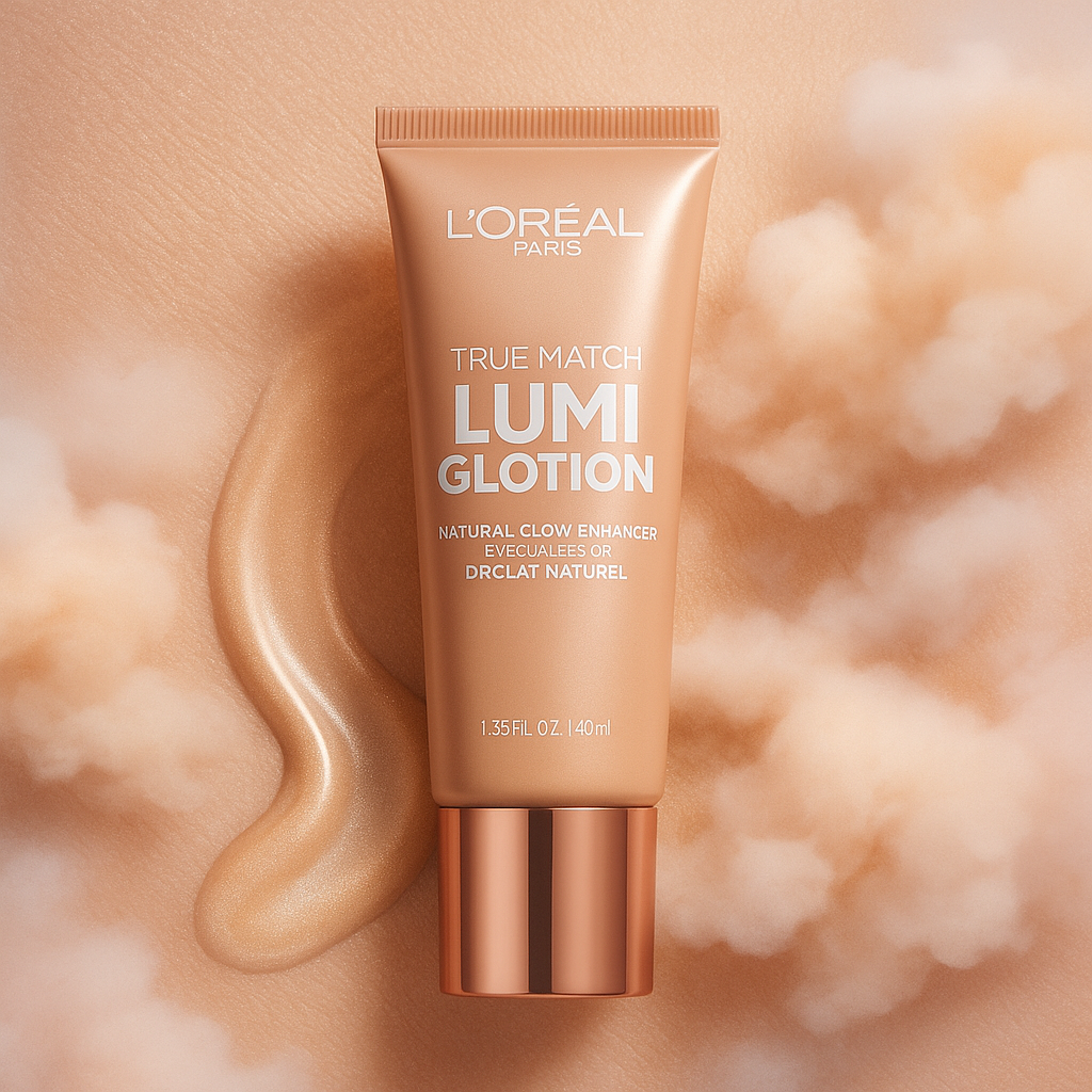 L'Oréal Lumi Glotion tube with soft pastel shimmer