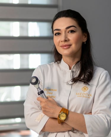 a woman in a white coat and a watch