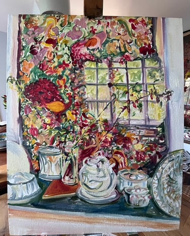 Oil painting - Dining room reflection