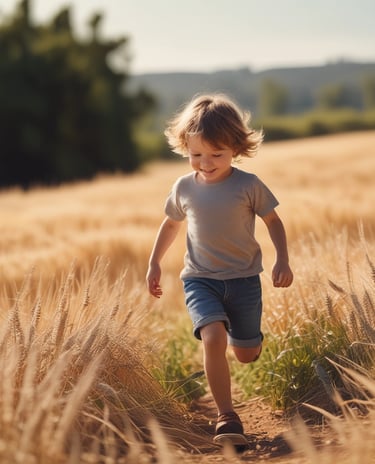 man and woman holding hands while walking on grass field during sunset