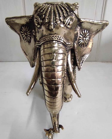 "Beautiful brass elephant in traditional handcrafted style, front view-Globally tradable"