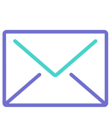 a mailbox with a blue and purple envelope