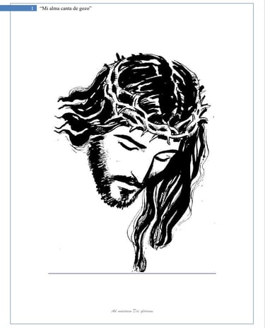 Portada de cancionero con ilustración de Jesús con corona de espinas y título 'Mi alma canta de gozo