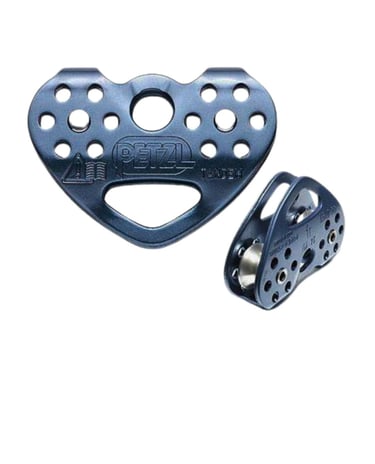 Polea para pasos aéreos en vías ferratas