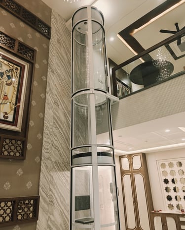 Vacuum home elevator installed in luxury residence in Jaipur Rajasthan
