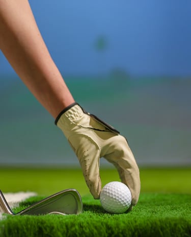 Photo d'une balle devant une écran de simulateur